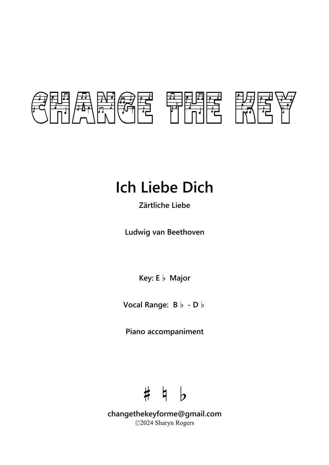 Ich liebe dich - Eb Major (arr. Sharyn Rogers)