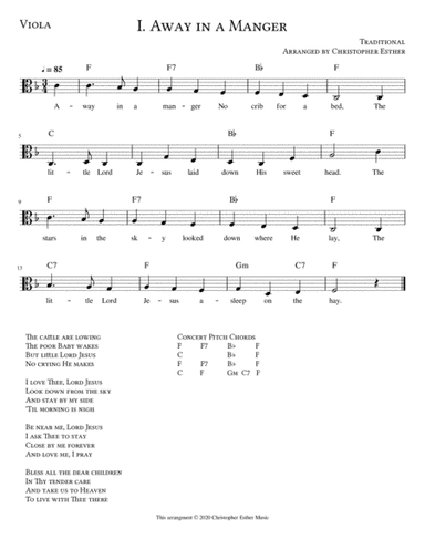 Away in a Manger for Viola (arr. Christopher Esther)