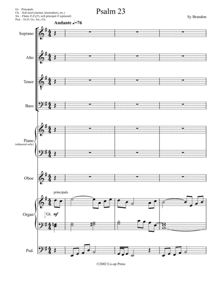 Psalm 23 for SATB Chorus, organ and oboe
