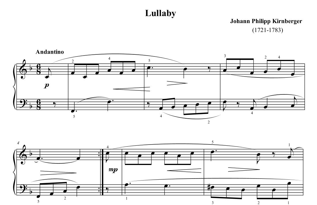 Kirnberger Lullaby in F Major (arr. Ben Choupak)