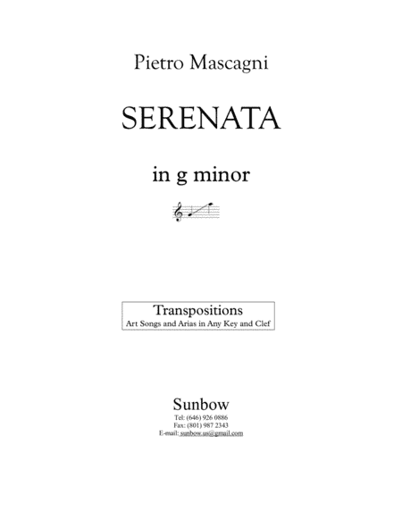 Mascagni: Serenata (transposed to g minor) (arr. Sunbow)