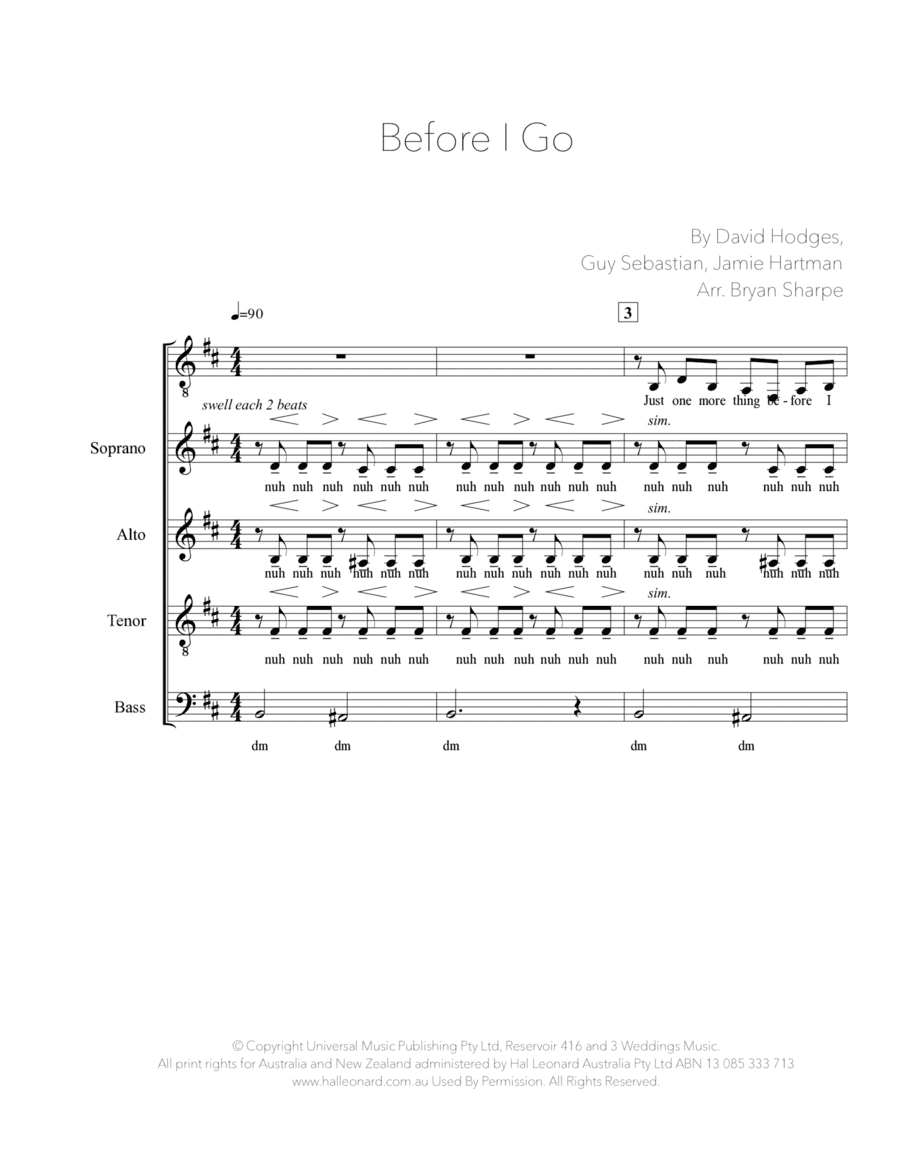 Before I Go (arr. Bryan Sharpe)