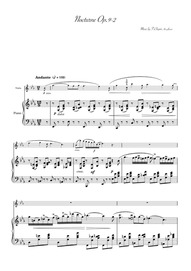 "Nocturne op.9-2" Violin piano (arr. pfkaori)