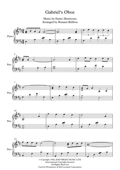 Gabriel's Oboe (arr. Roxana Belibou)