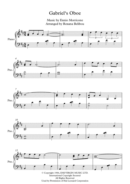 Gabriel's Oboe (arr. Roxana Belibou)