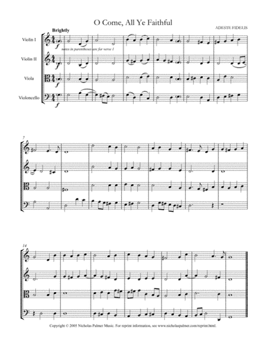 O come, all ye faithful / Adeste fideles - easy string quartet (arr. Nicholas Palmer)