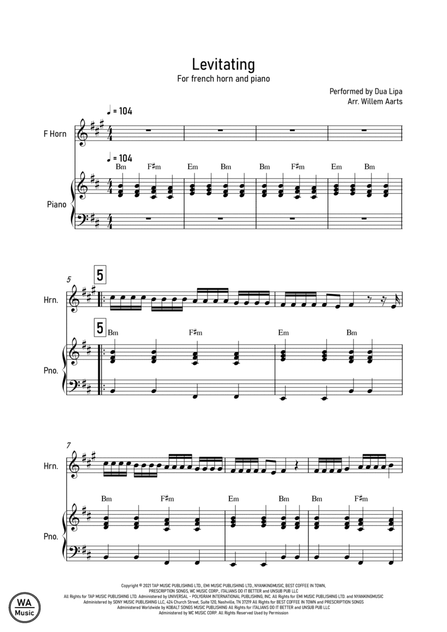 Levitating (arr. Willem Aarts)