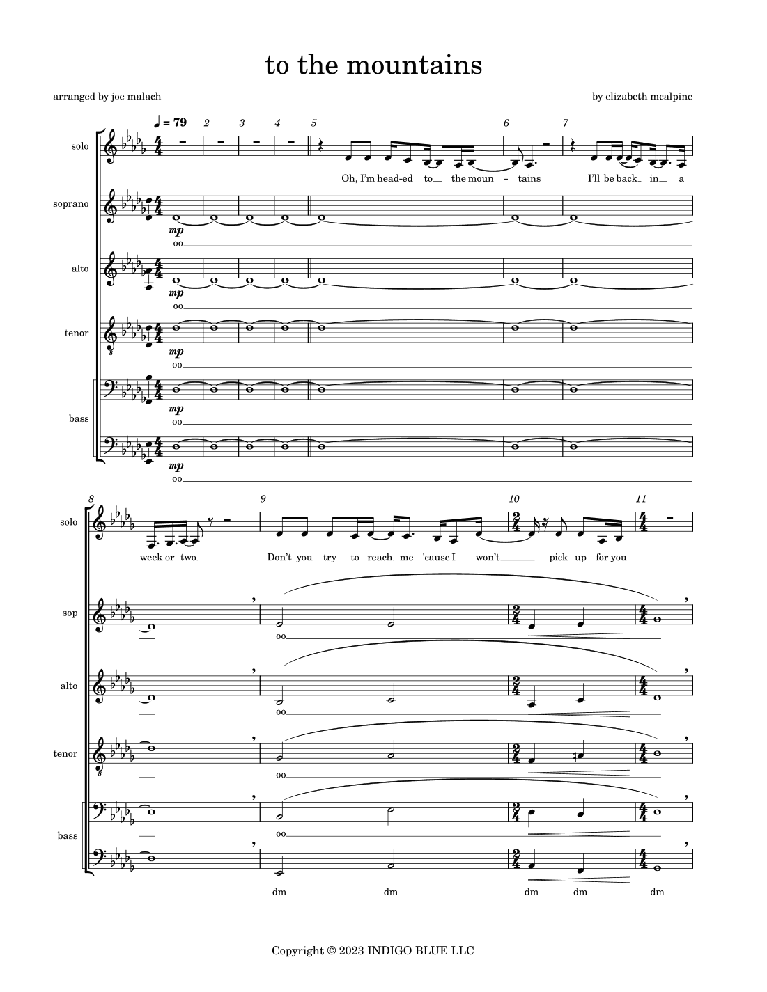To The Mountains (arr. Joe Malach)