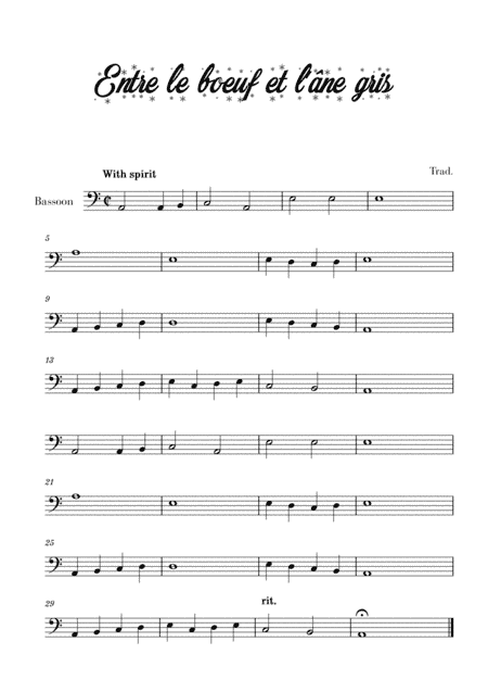 Entre le bœuf et l'âne gris (for Bassoon) (arr. Cadenza Editions)