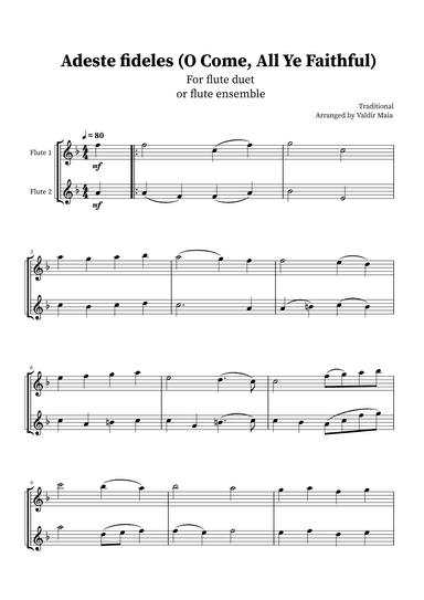O Come, All Ye Faithful (Adeste Fideles) - Flute Duet (arr. Valdir Maia)