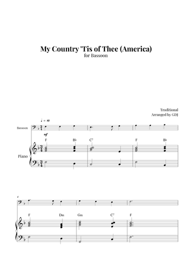 My Country 'Tis of Thee (America) (arr. GDJ)