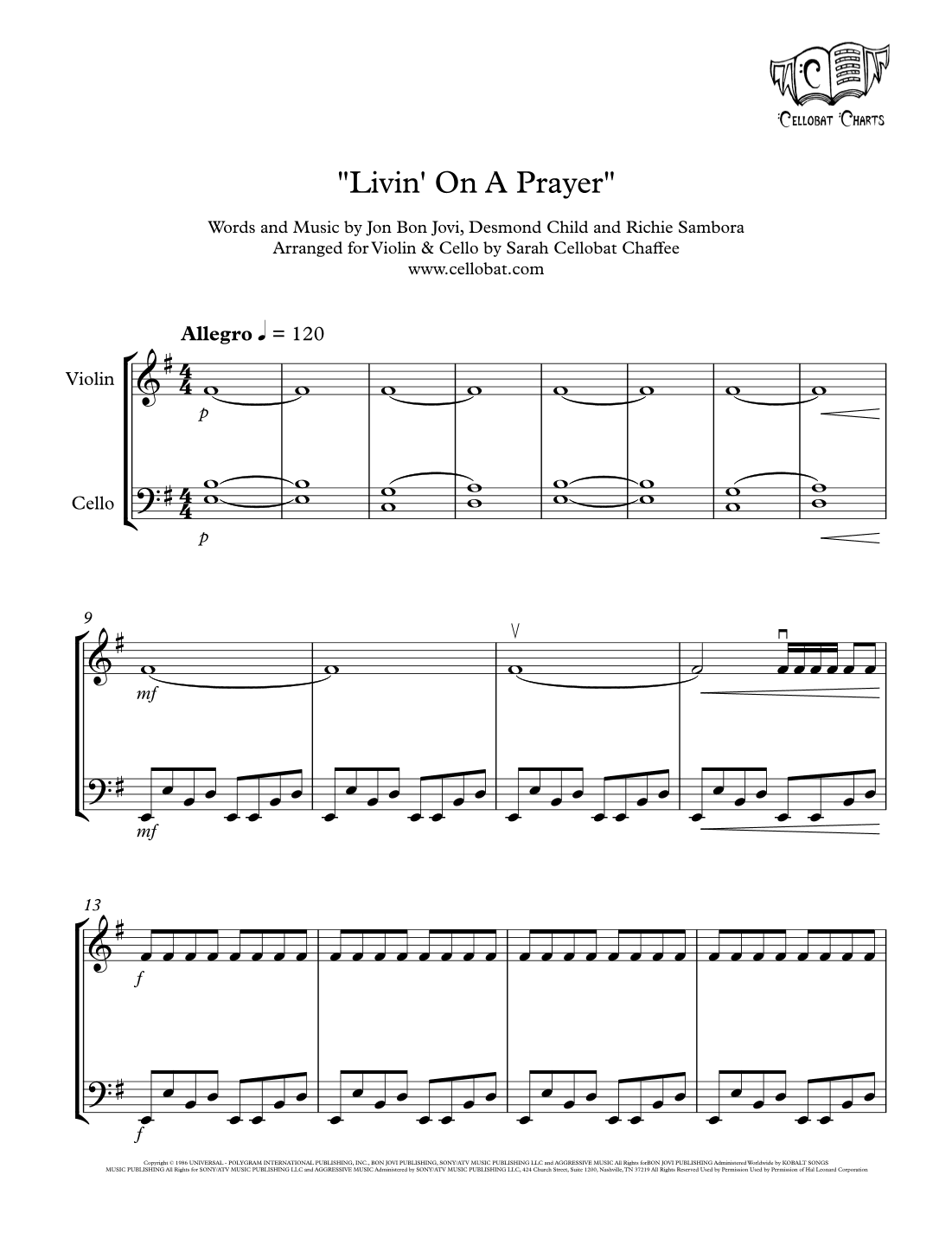 Livin' On A Prayer (arr. Sarah Cellobat Chaffee)