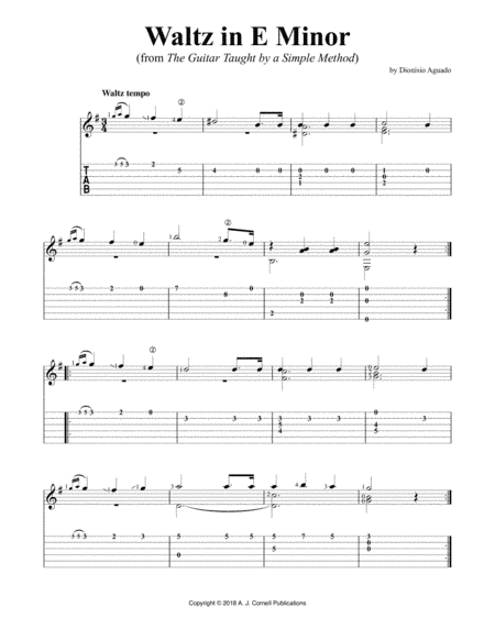Waltz in E Minor (from The Guitar Taught by a Simple Method) (arr. A. J. Cornell Publications)