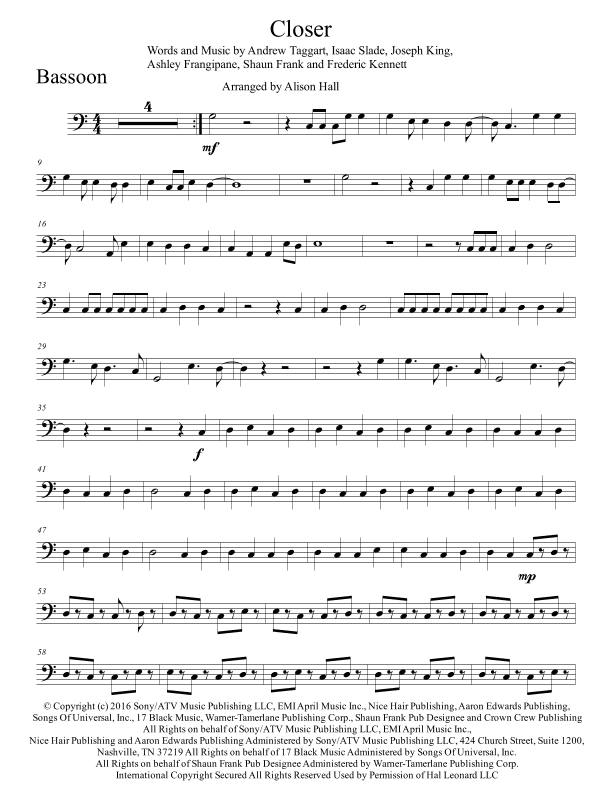Closer (arr. Alison Hall)