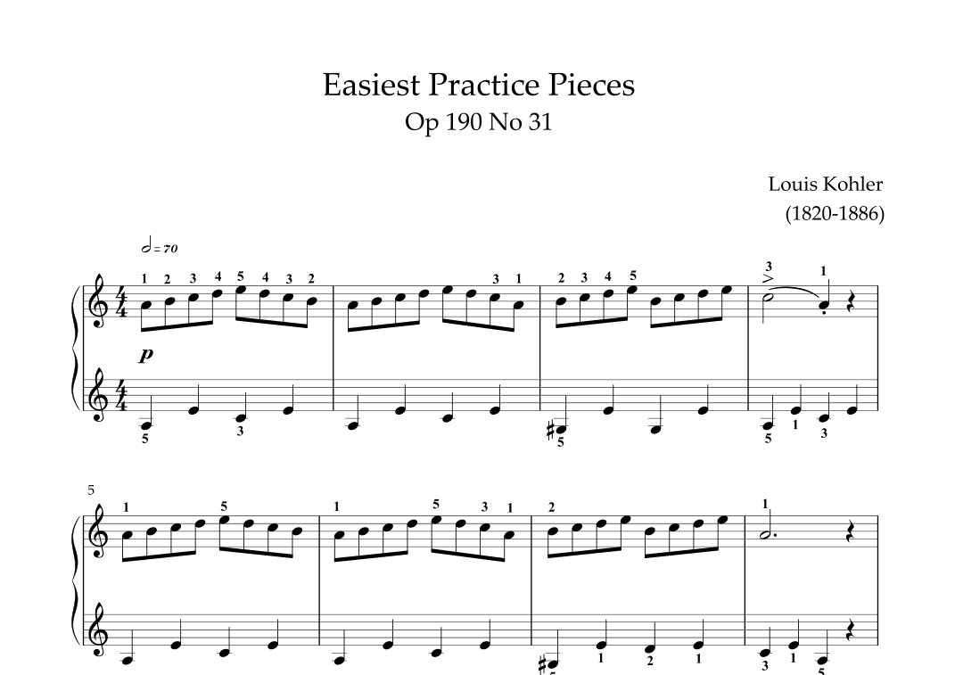Practice Piece - Op.190 No.31 (arr. KP82 Music)