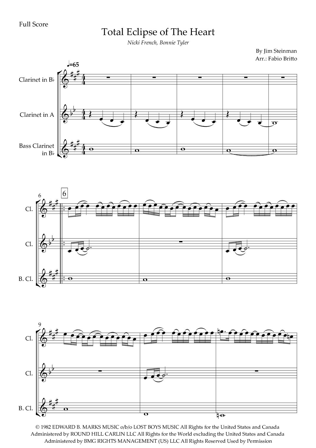 Total Eclipse Of The Heart (arr. Fabio Britto)