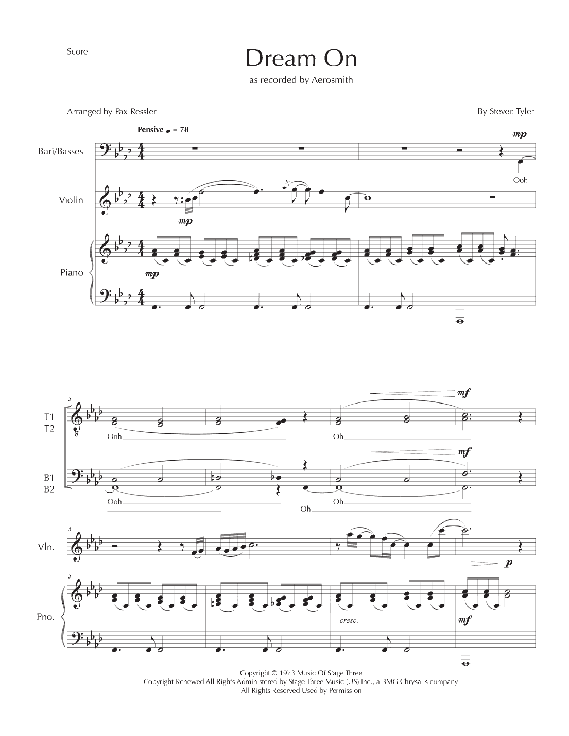 Dream On (arr. Pax Ressler)