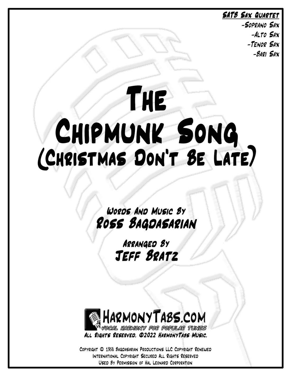 The Chipmunk Song (arr. Jeff Bratz)