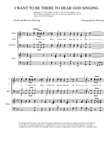 I WANT TO BE THERE TO HEAR GOD SINGING - male quartet with piano accompaniment.