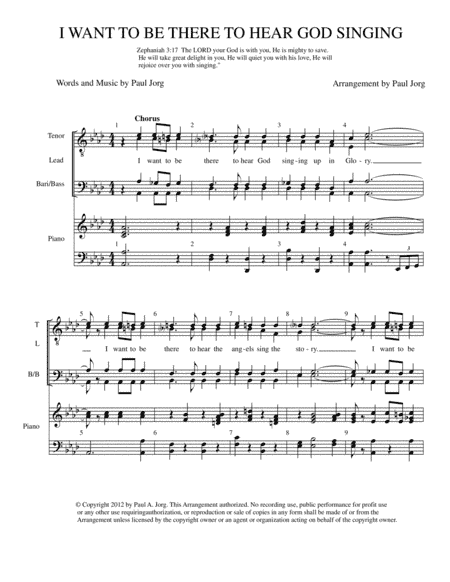I WANT TO BE THERE TO HEAR GOD SINGING - male quartet with piano accompaniment.