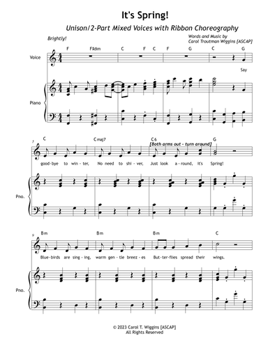 It's Spring! (Unison/2-Part Mixed Voices with Ribbon Choreography)