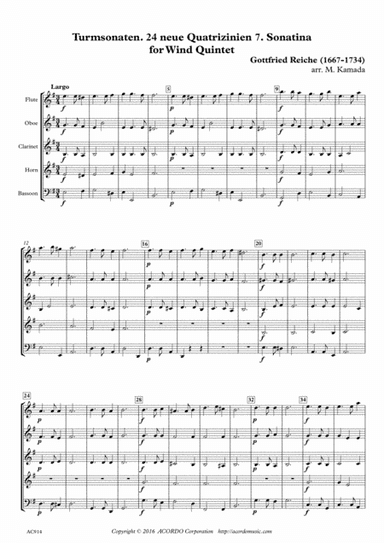 Turmsonaten. 24 neue Quatrizinien 7. Sonatina  for Wind Quintet (arr. Mikio Kamada)