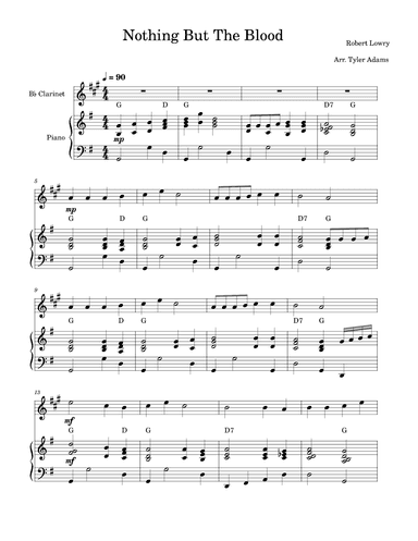Nothing But The Blood (Clarinet Solo and Piano) (arr. Tyler Adams)