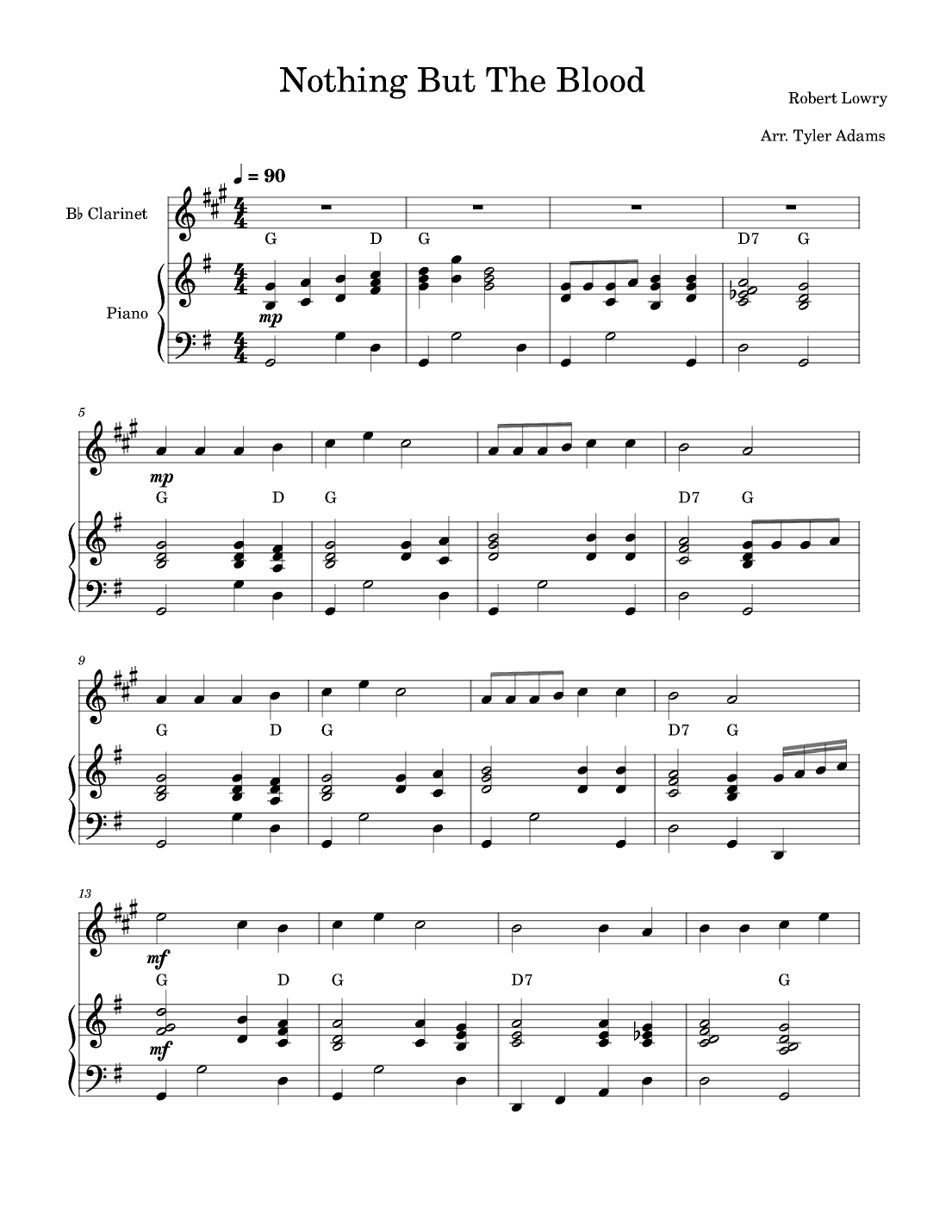 Nothing But The Blood (Clarinet Solo and Piano) (arr. Tyler Adams)