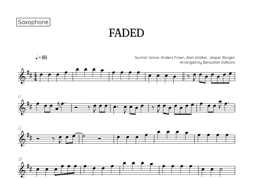 Faded (arr. Benzaiten Editions)
