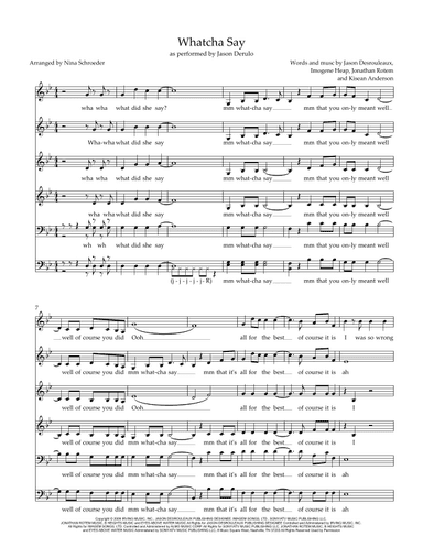 Whatcha Say (arr. Nina Schroeder)