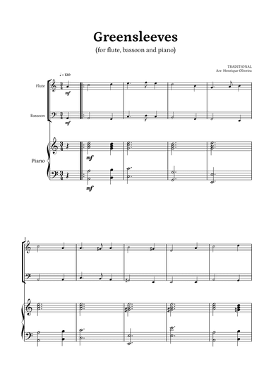 What Child Is This? (Greensleeves) - flute, bassoon and piano (arr. Henrique Oliveira)