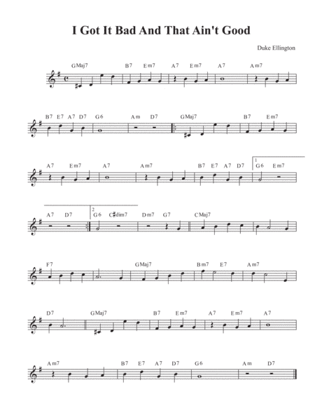 I Got It Bad And That Ain't Good (arr. David M Fagnant)