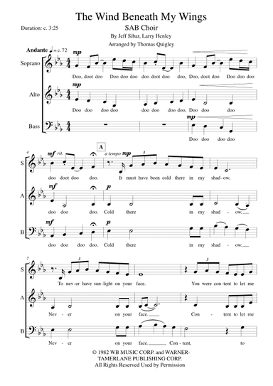 The Wind Beneath My Wings (arr. Thomas Quigley)