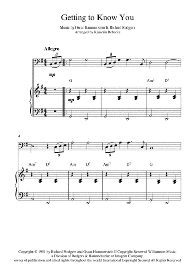 Getting To Know You (arr. Kaiserin Rebecca)