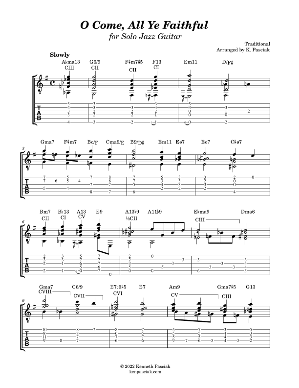 O Come All Ye Faithful (for Solo Jazz Guitar) (arr. Kenneth Pasciak)