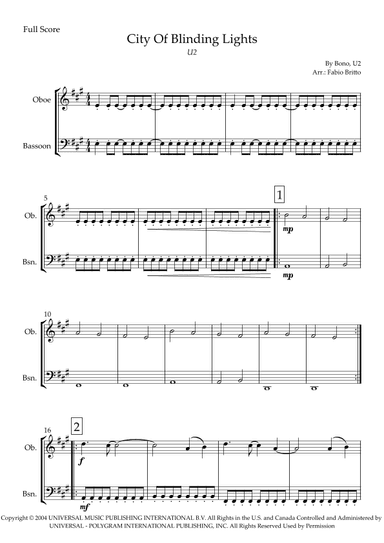 City Of Blinding Lights (arr. Fabio Britto)