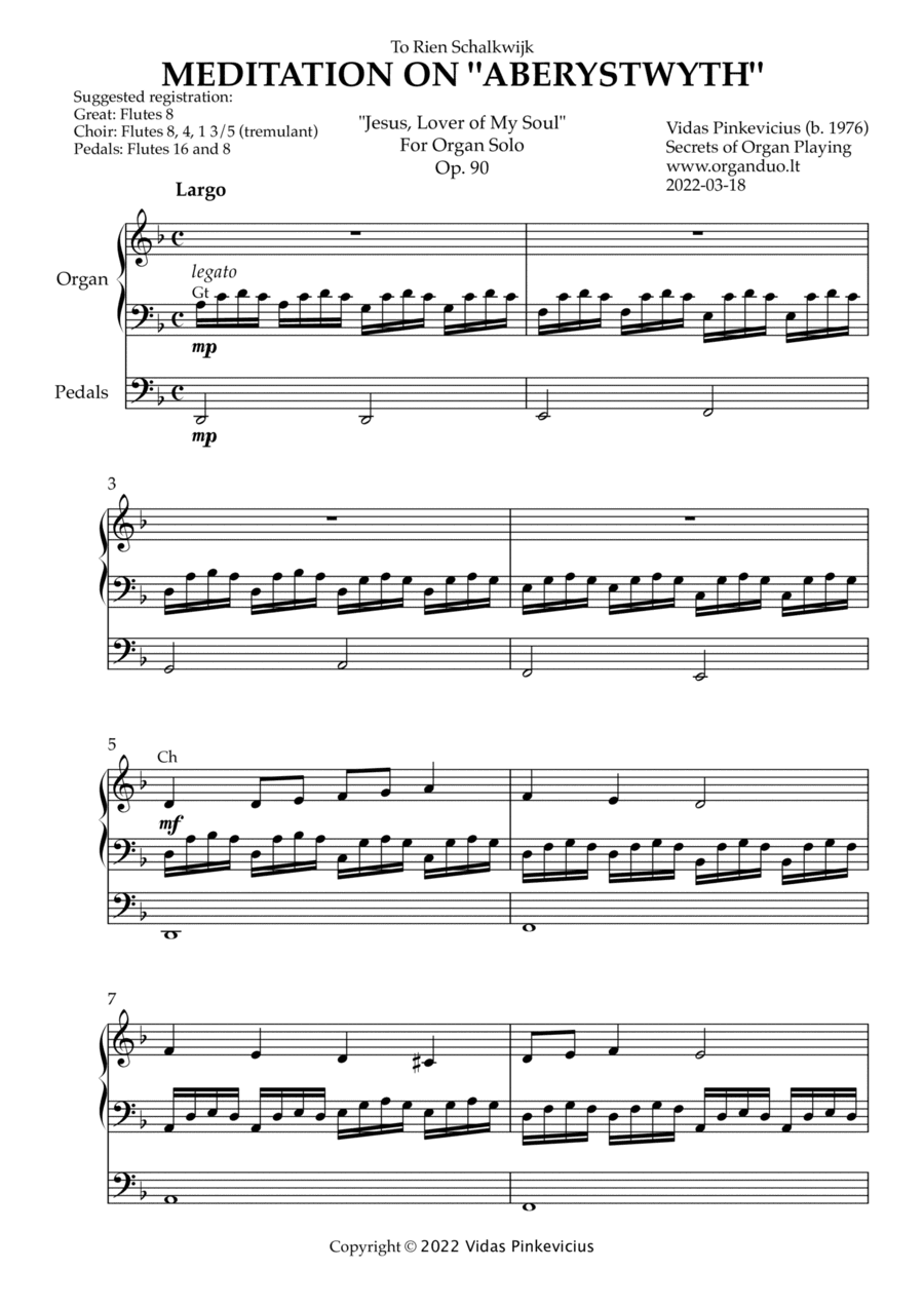 Meditation on "Aberystwyth", Op. 90 (Organ Solo) by Vidas Pinkevicius (2022)