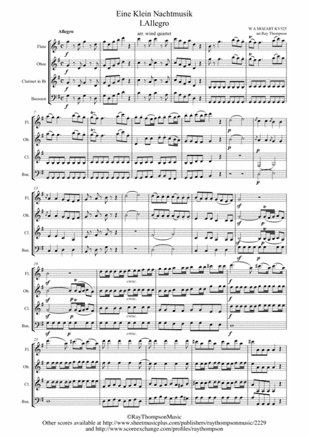 Mozart: Serenade No.13 in G "Eine Kleine Nachtmusik" K.525 Mvt.I Allegro - wind quartet (arr. Ray Thompson)