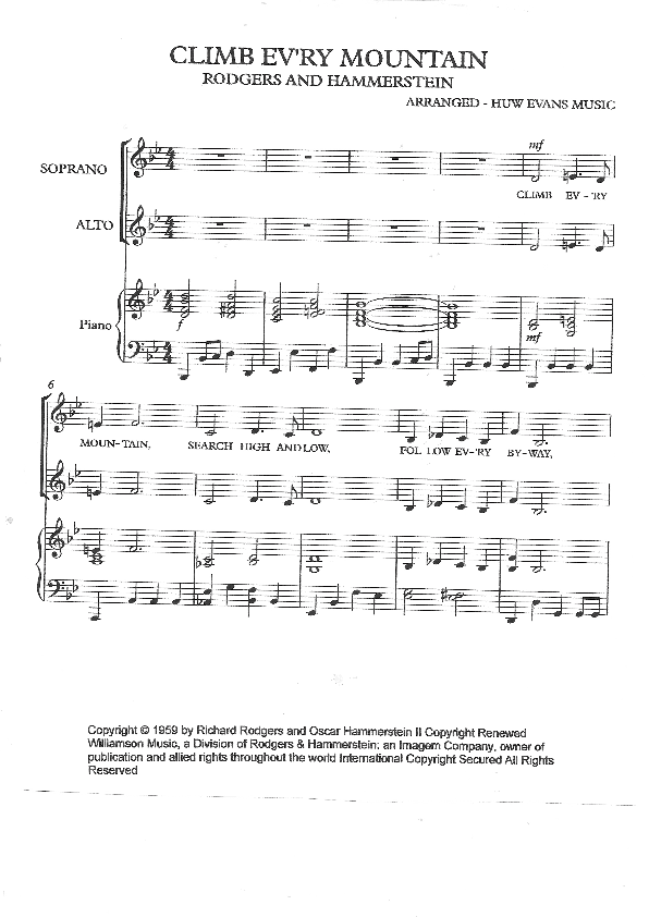 Climb Ev'ry Mountain (arr. HUW EVANS MUSIC)