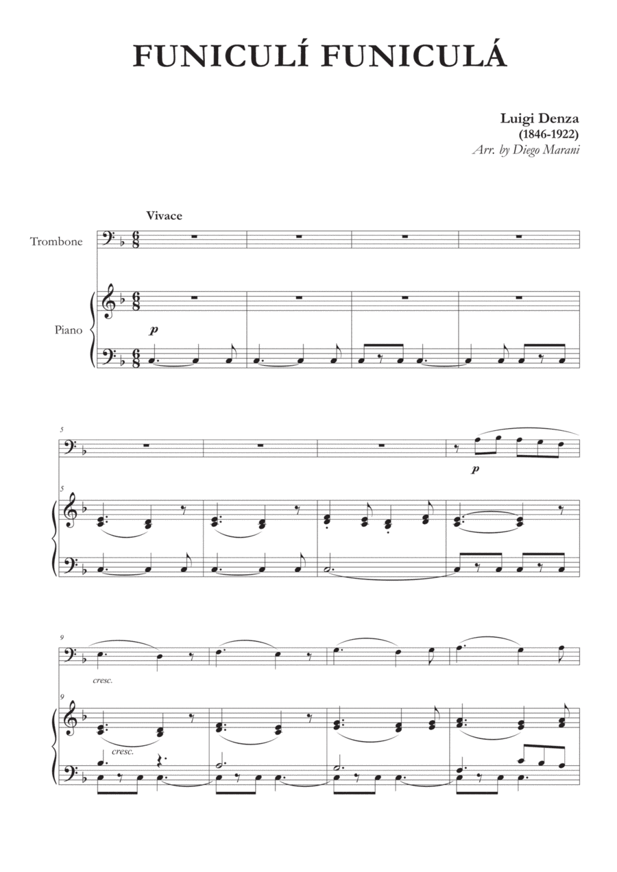 Funiculì Funiculà for Trombone and Piano (arr. Diego Marani)