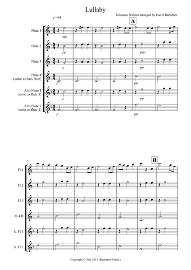 Brahms Lullaby for Flute Quartet (arr. David Burndrett)