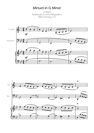 Minuet in G minor BWV Anh. 115 - Bach - Trumpet and Trombone (arr. Ygor Nunes)