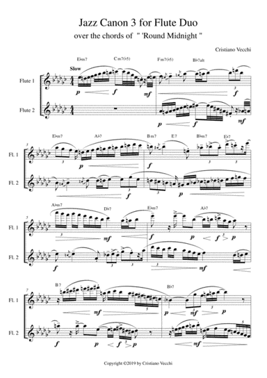 Jazz Canon 3 for Flute Duo