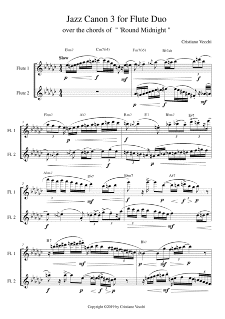 Jazz Canon 3 for Flute Duo