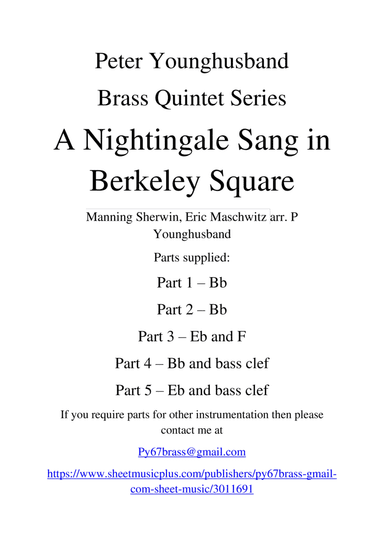 A Nightingale Sang In Berkeley Square (arr. Peter Younghusband)