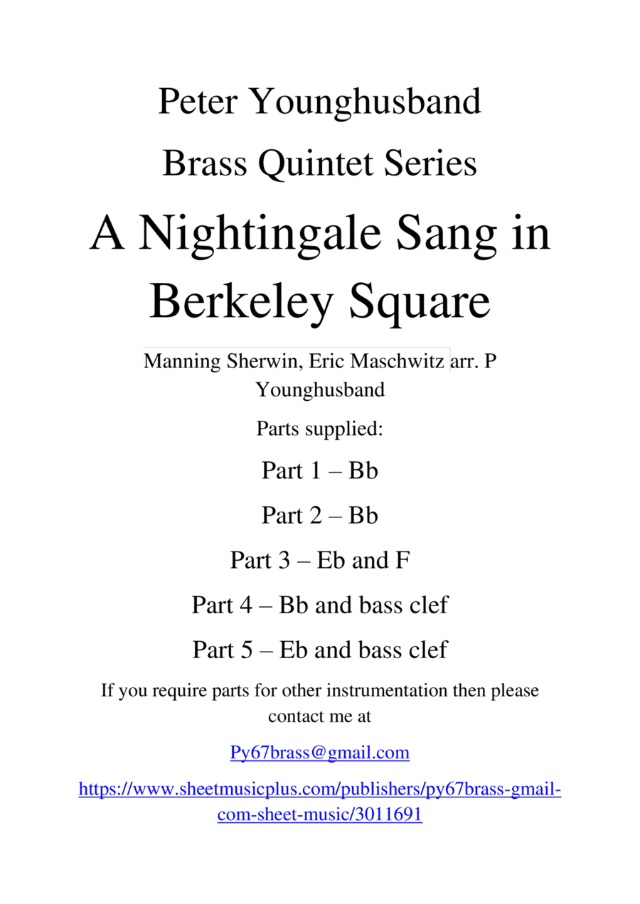 A Nightingale Sang In Berkeley Square (arr. Peter Younghusband)