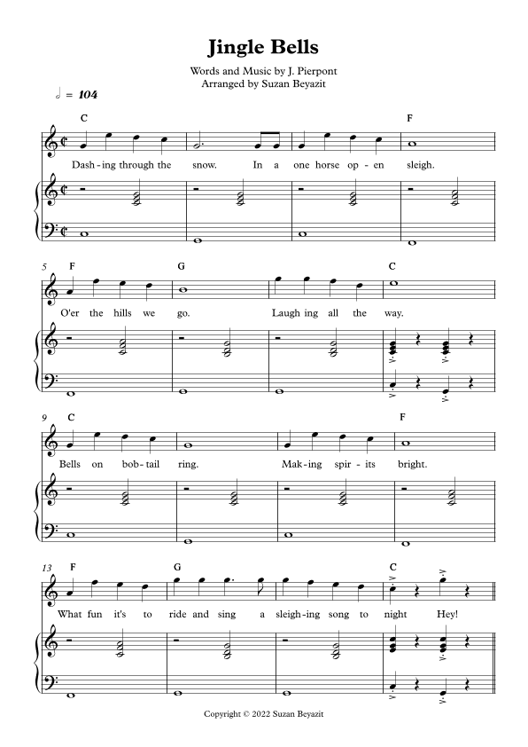 Jingle Bells - Easy Duet (Piano & Violin Duet) (arr. Suzan Beyazit)