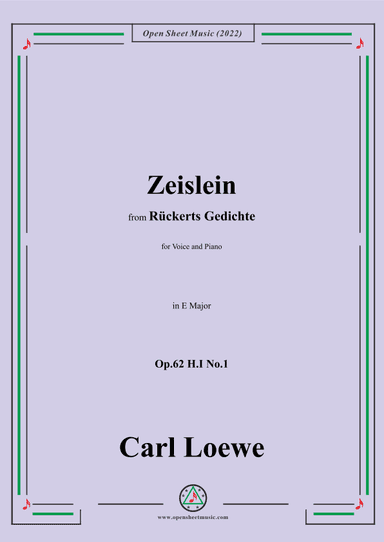 Loewe-Zeislein,in E Major,Op.62 H.I No.1 (arr. OSM Press)