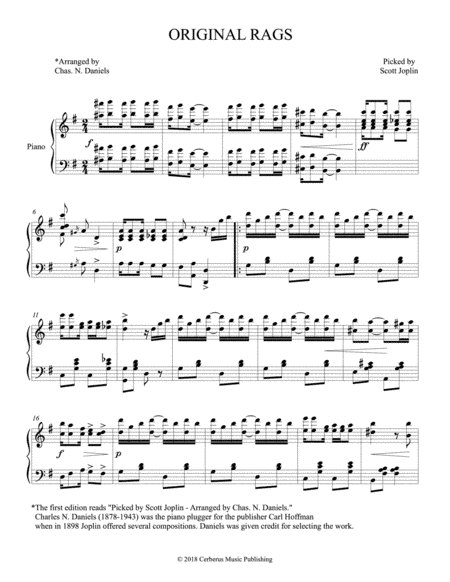 Original Rags - Joplin (arr. Theoria Music)