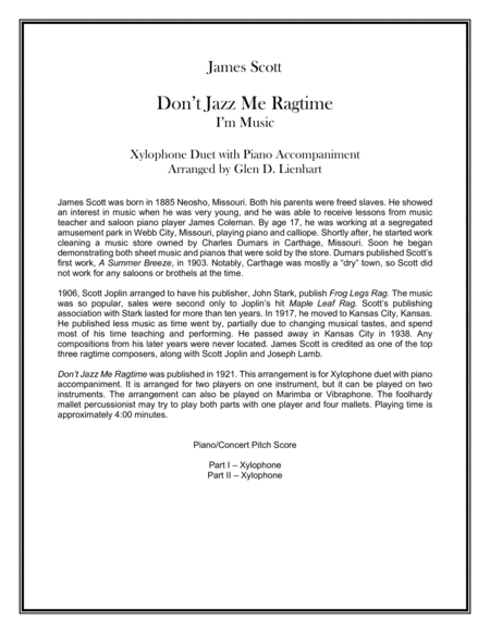 Don't Jazz Me Ragtime (arr. Glen D. Lienhart)